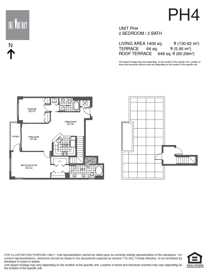 Floor plan for 2 beds, 2 baths, 1211 sqft